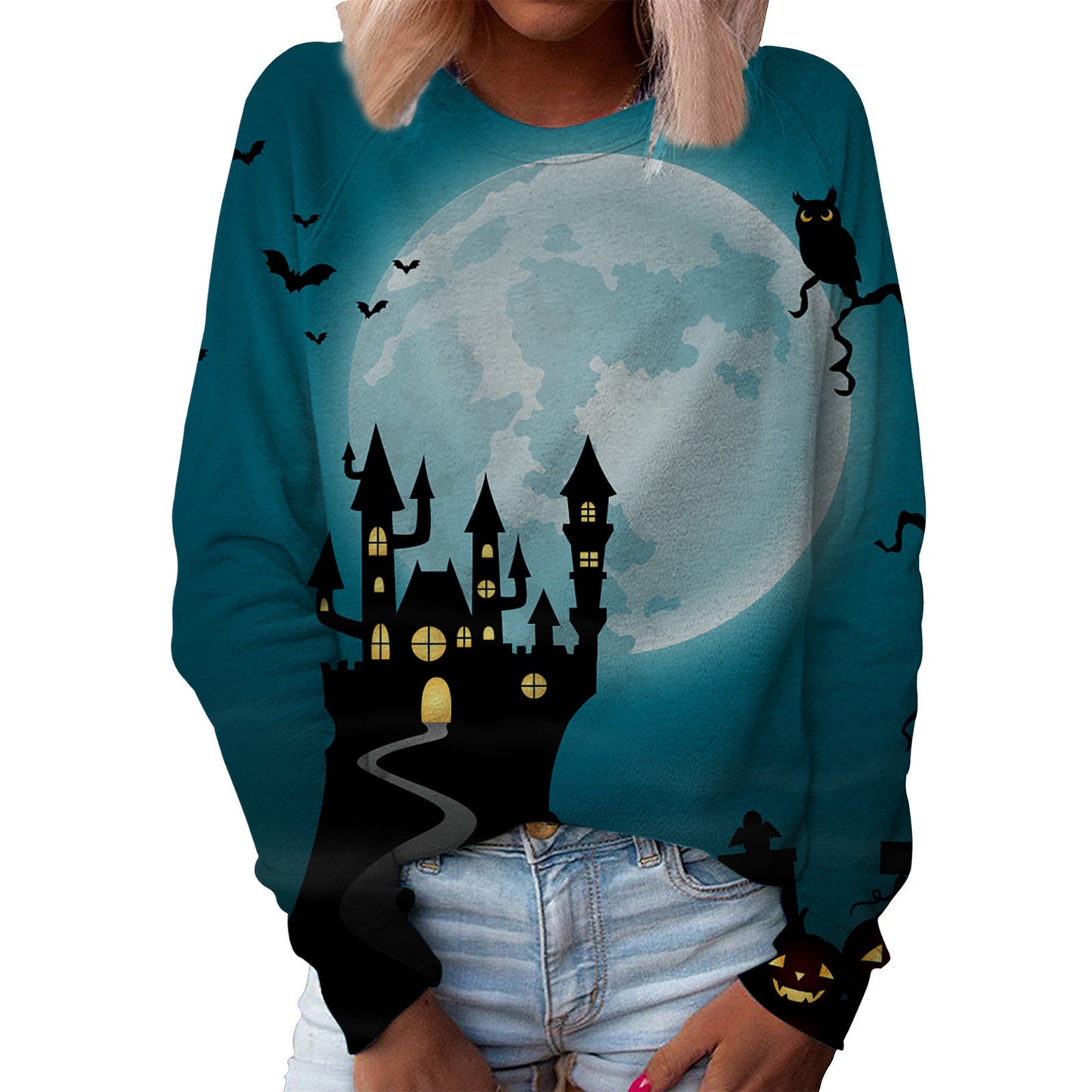 Christmas Women's Top Halloween Main Body Printed Round Neck