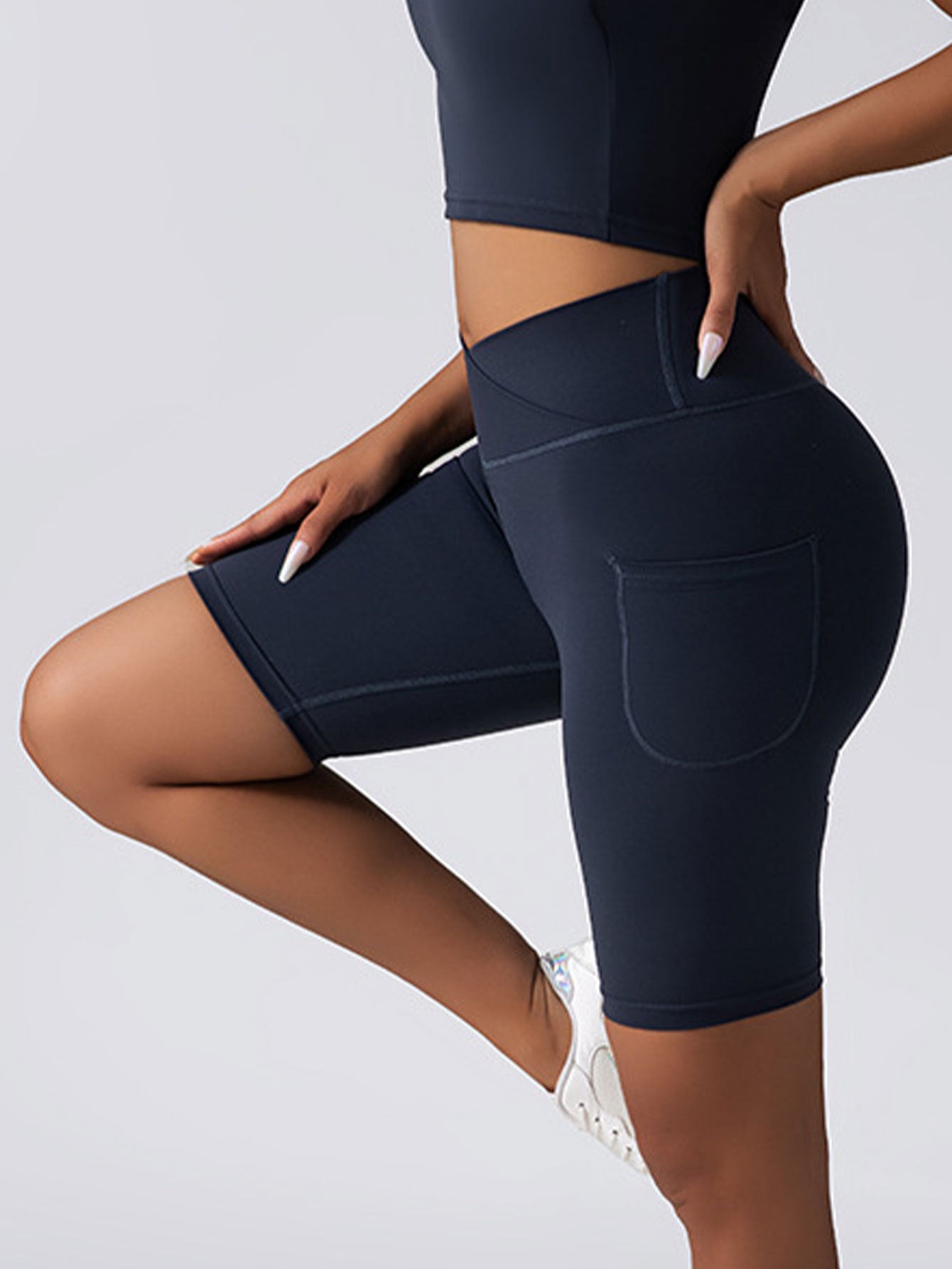 Biker Shorts Women Tummy Control No Seam High Waist Yoga Gym Workout Running Volleyball Shorts With Pockets