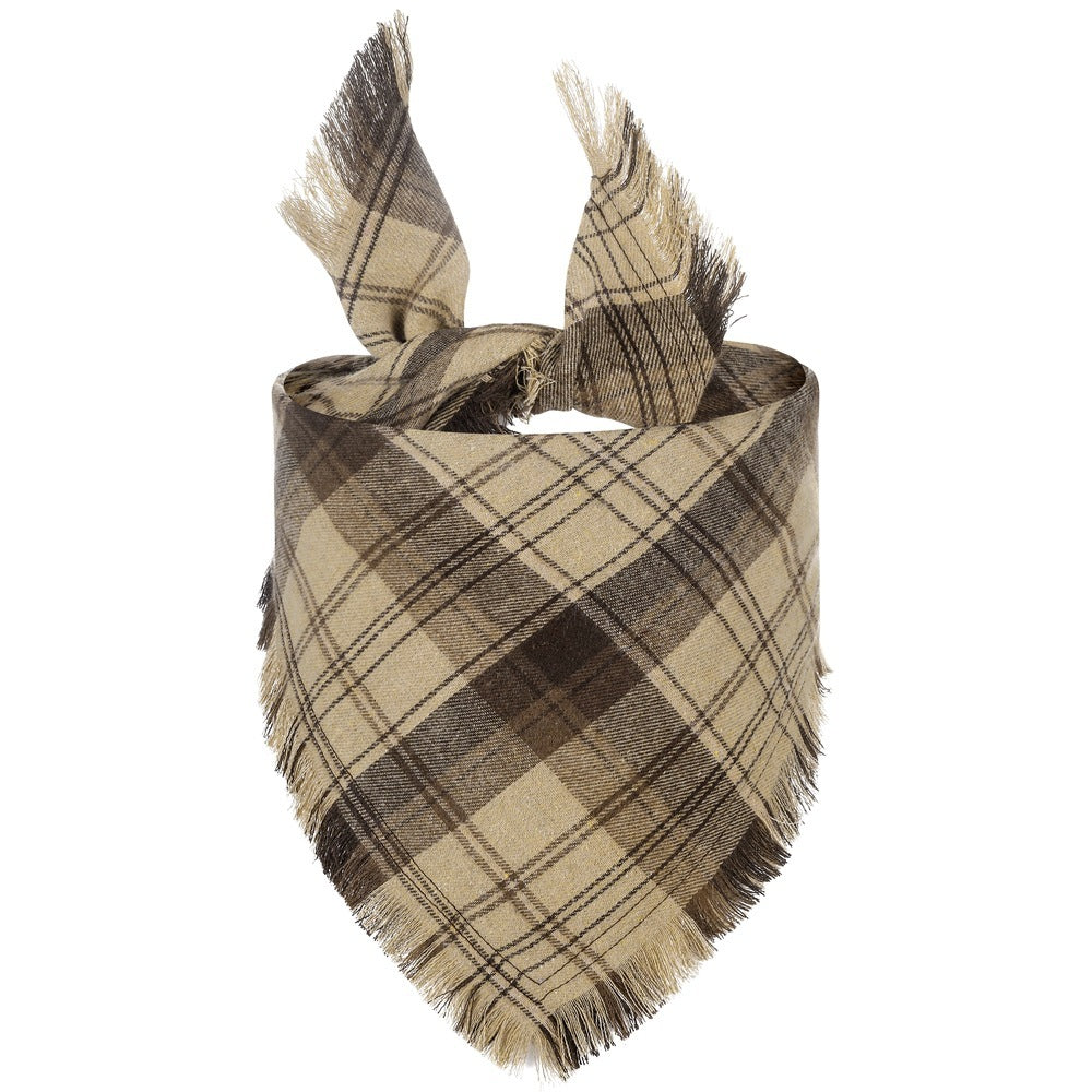 Vivifying Fall Dog Bandana With Tassels Edges Classic Plaid Triangle Dog Apparel Accessories Unny Dog Scarf Costume For Thanksgiving Photo Prop And Party Decor