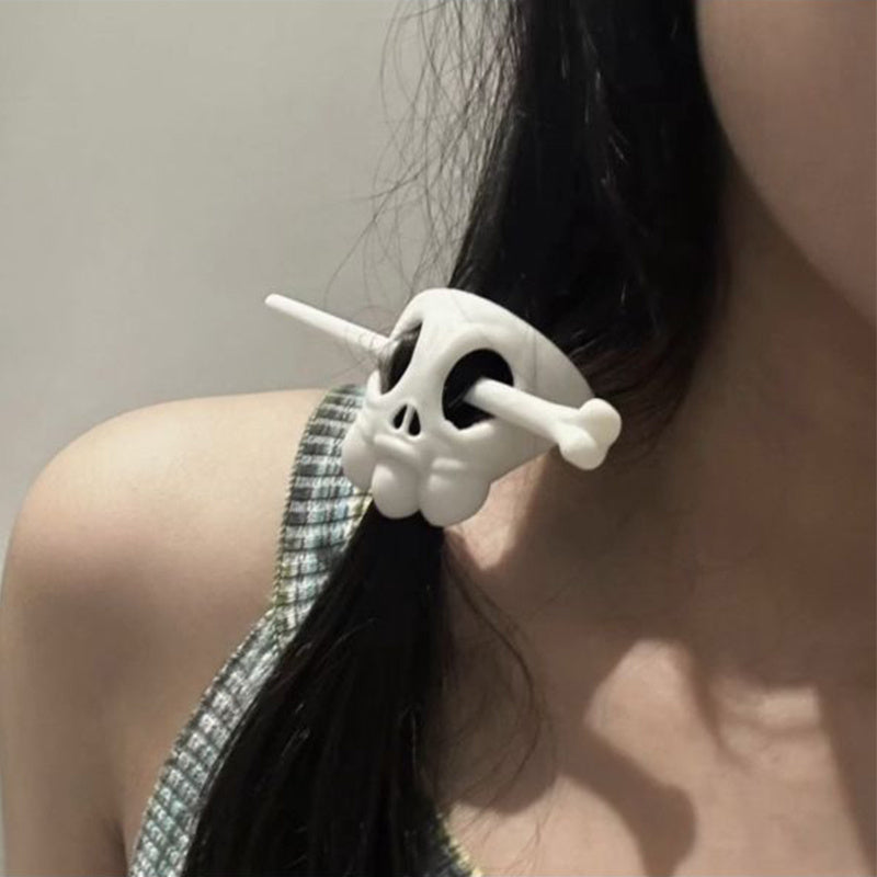 Halloween Headdress White Small Skull Hairpin