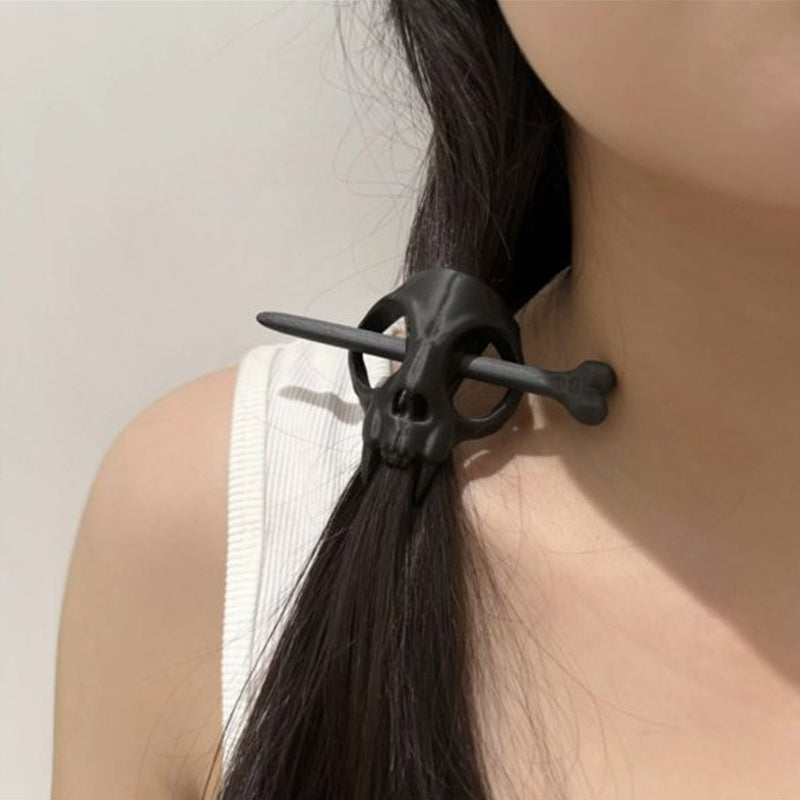 Halloween Headdress White Small Skull Hairpin