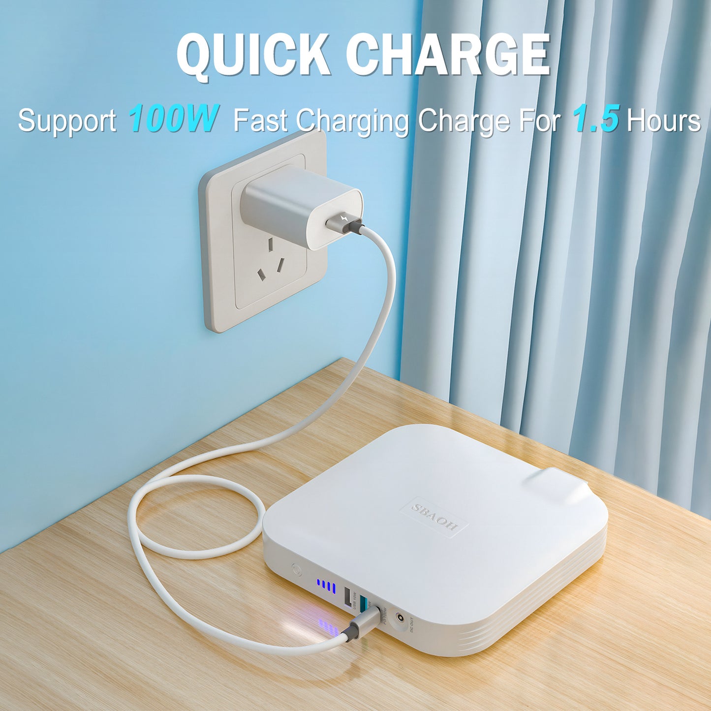 99.9W Camping Power Station,88.8Wh 24000mAh Powerbank Portable Emergency Backup Power Supply ,Solar Panel Is Not Included