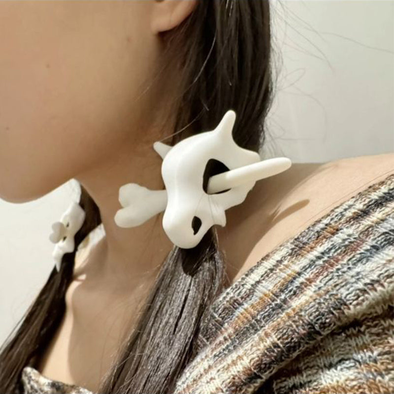 Halloween Headdress White Small Skull Hairpin