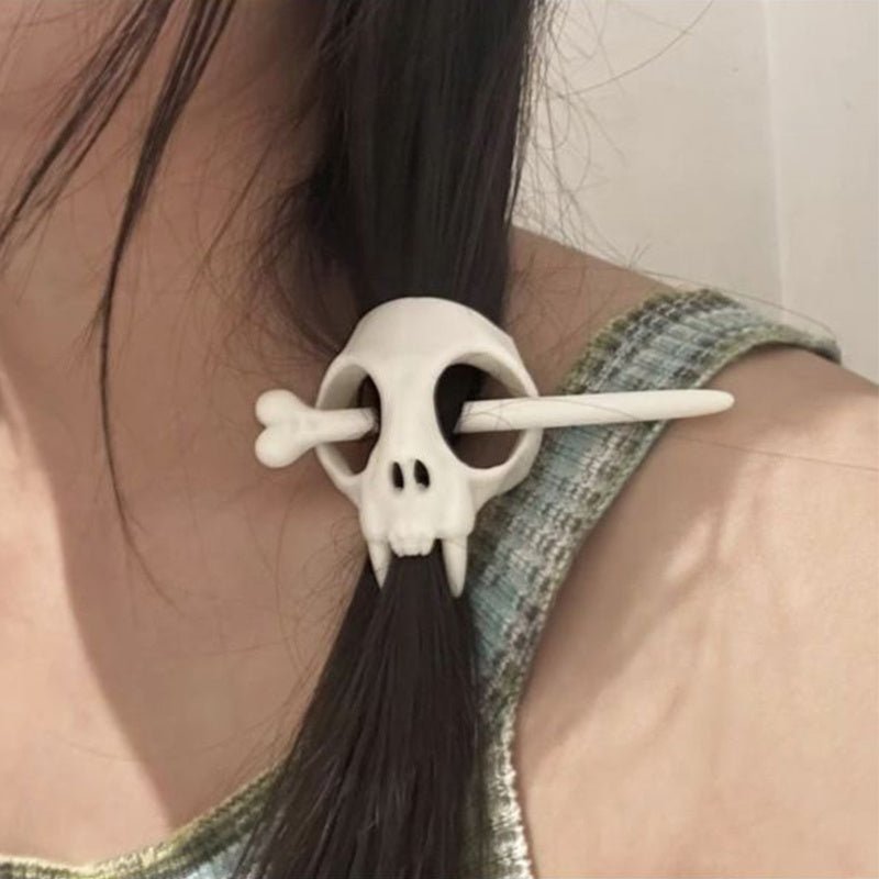 Halloween Headdress White Small Skull Hairpin