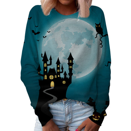 Christmas Women's Top Halloween Main Body Printed Round Neck