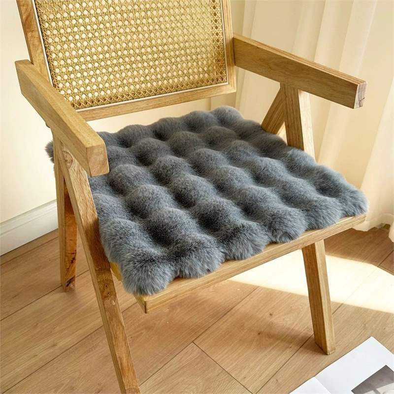 Warm Soft Rabbit Plush Chair Cushion Computer Chair Casual Dining Floor Carpet Thickened Student Stool Cushion Office Butt Pad