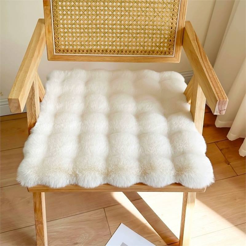 Warm Soft Rabbit Plush Chair Cushion Computer Chair Casual Dining Floor Carpet Thickened Student Stool Cushion Office Butt Pad