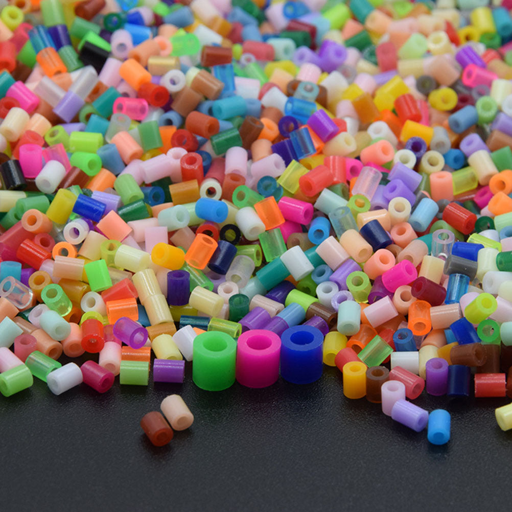 4800pcs 5mm Plastic Tube Beads Toy Beads 24 Color Tube Beads DIY Melty Fuse Small Spacer Beads Refills for Kids Crafts