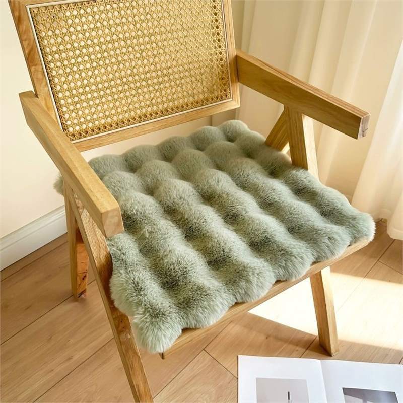 Warm Soft Rabbit Plush Chair Cushion Computer Chair Casual Dining Floor Carpet Thickened Student Stool Cushion Office Butt Pad