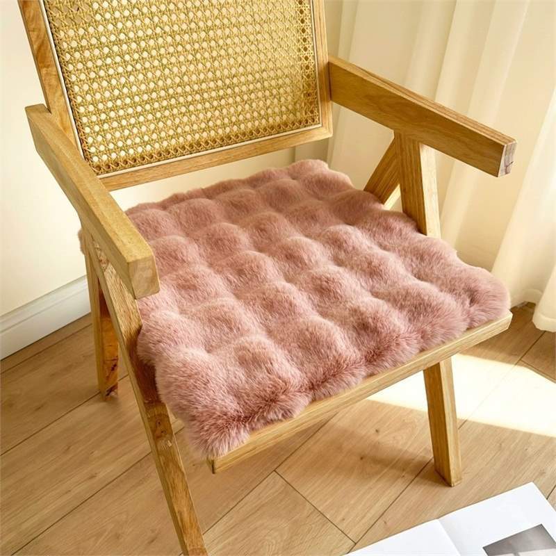 Warm Soft Rabbit Plush Chair Cushion Computer Chair Casual Dining Floor Carpet Thickened Student Stool Cushion Office Butt Pad