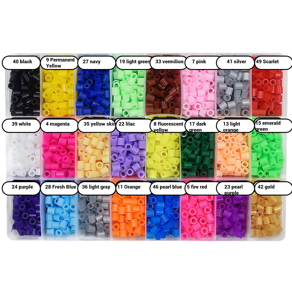 4800pcs 5mm Plastic Tube Beads Toy Beads 24 Color Tube Beads DIY Melty Fuse Small Spacer Beads Refills for Kids Crafts