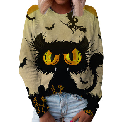 Christmas Women's Top Halloween Main Body Printed Round Neck