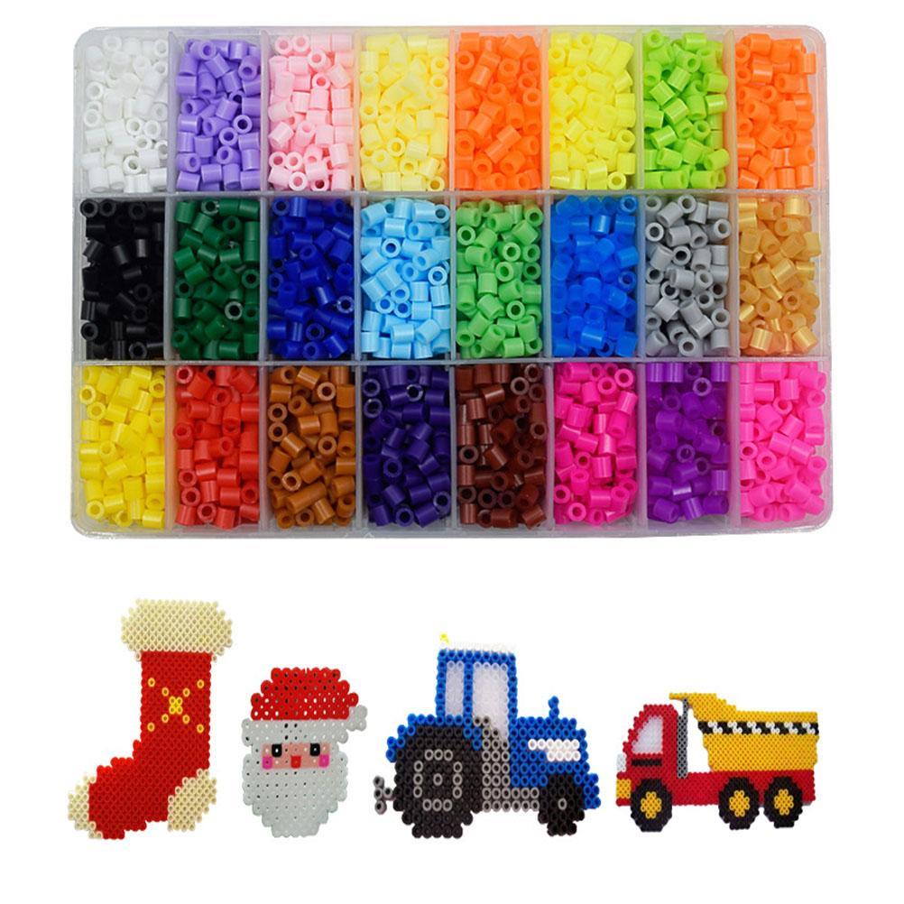 4800pcs 5mm Plastic Tube Beads Toy Beads 24 Color Tube Beads DIY Melty Fuse Small Spacer Beads Refills for Kids Crafts