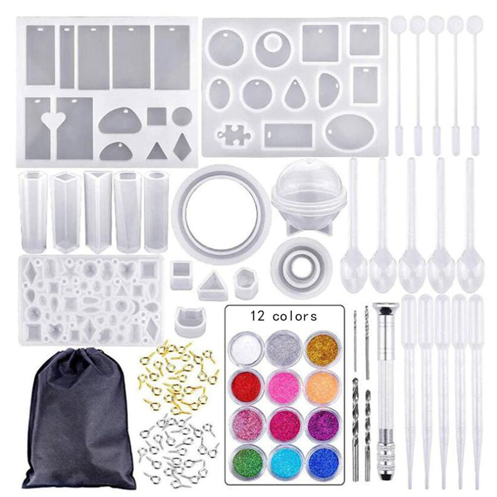 94pcs/set DIY Silicone Mold Mix Stick Dropper Clasp Jewelry Making Accessories Tools Geometric Epoxy Resin Combination Crafts