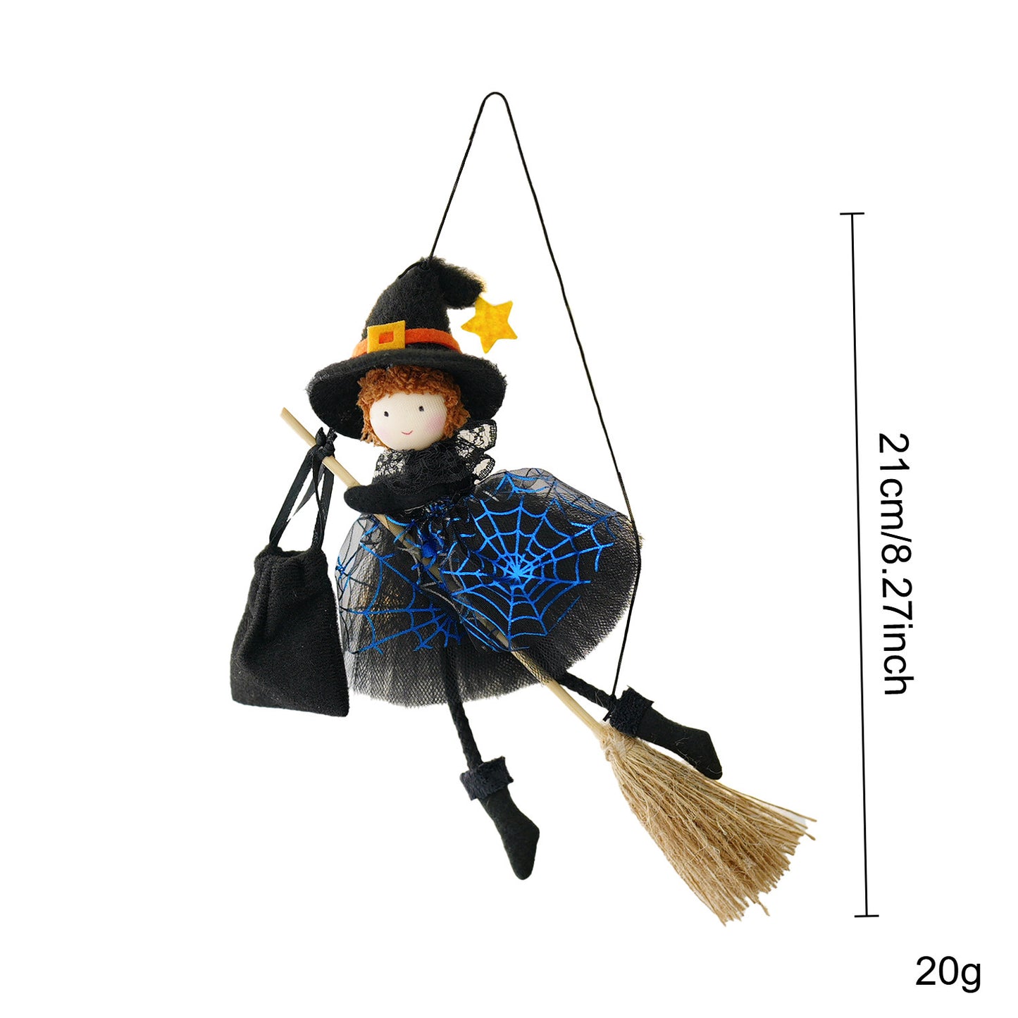 Halloween Ghost Festival Witch Angel Holding Broom Gauze Skirt Pendant Ornament
