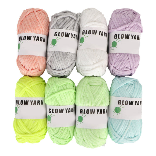 8 Rolls Luminous Yarn DIY Hand Knitted Glow in The Dark Luminous Crochet Yarn for DIY Arts Crafts